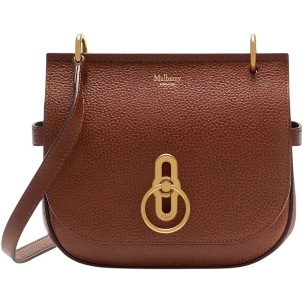 Mulberry Small Amberley Satchel Oak Brown Classic Grain Leather Crossbody - Picture 2 of 6